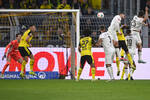 James Sands scoring for St Pauli at Borussia Dortmund.