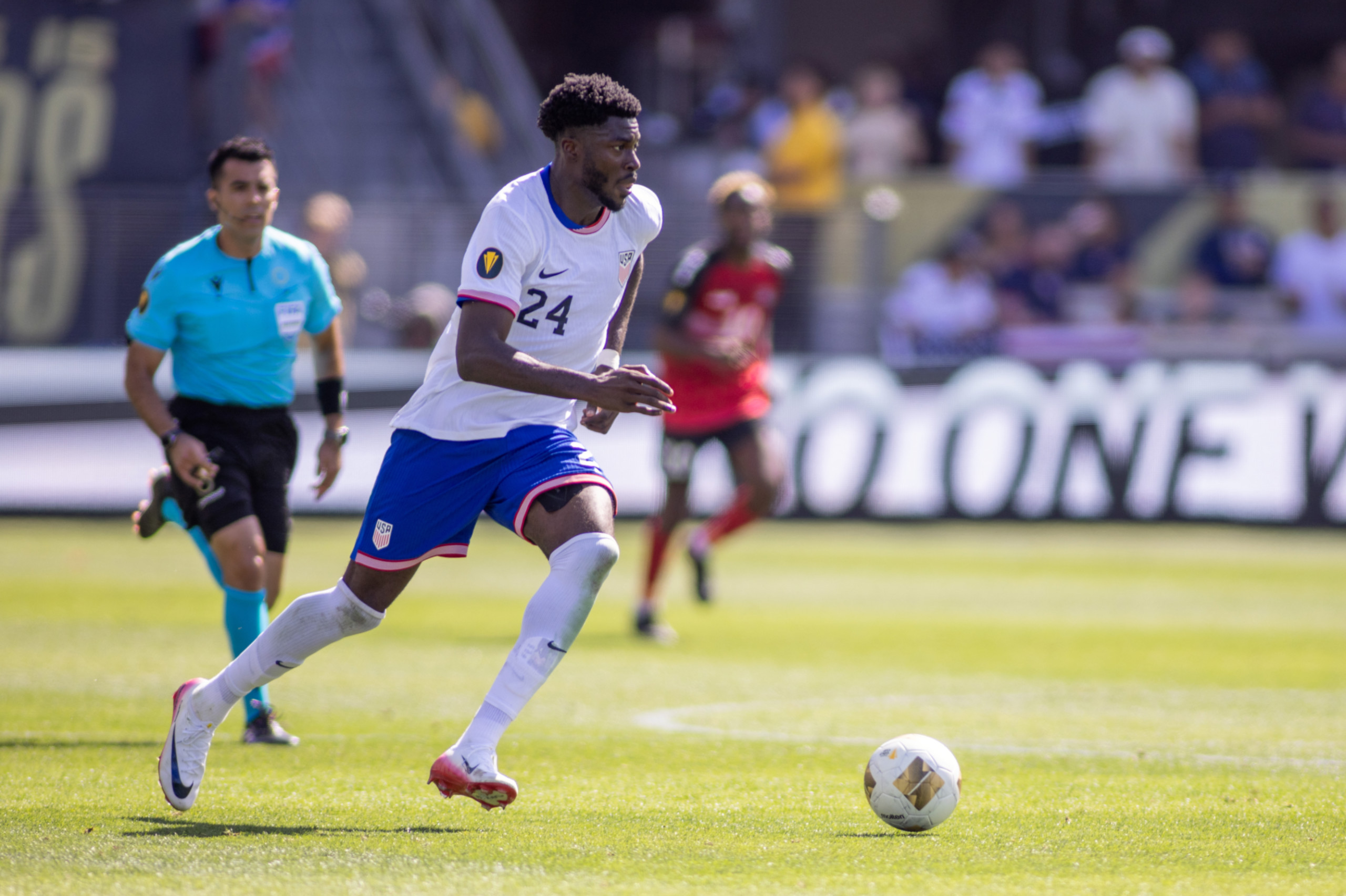 Patrick Agyemang in action for the USMNT against Trinidad and Tobago.