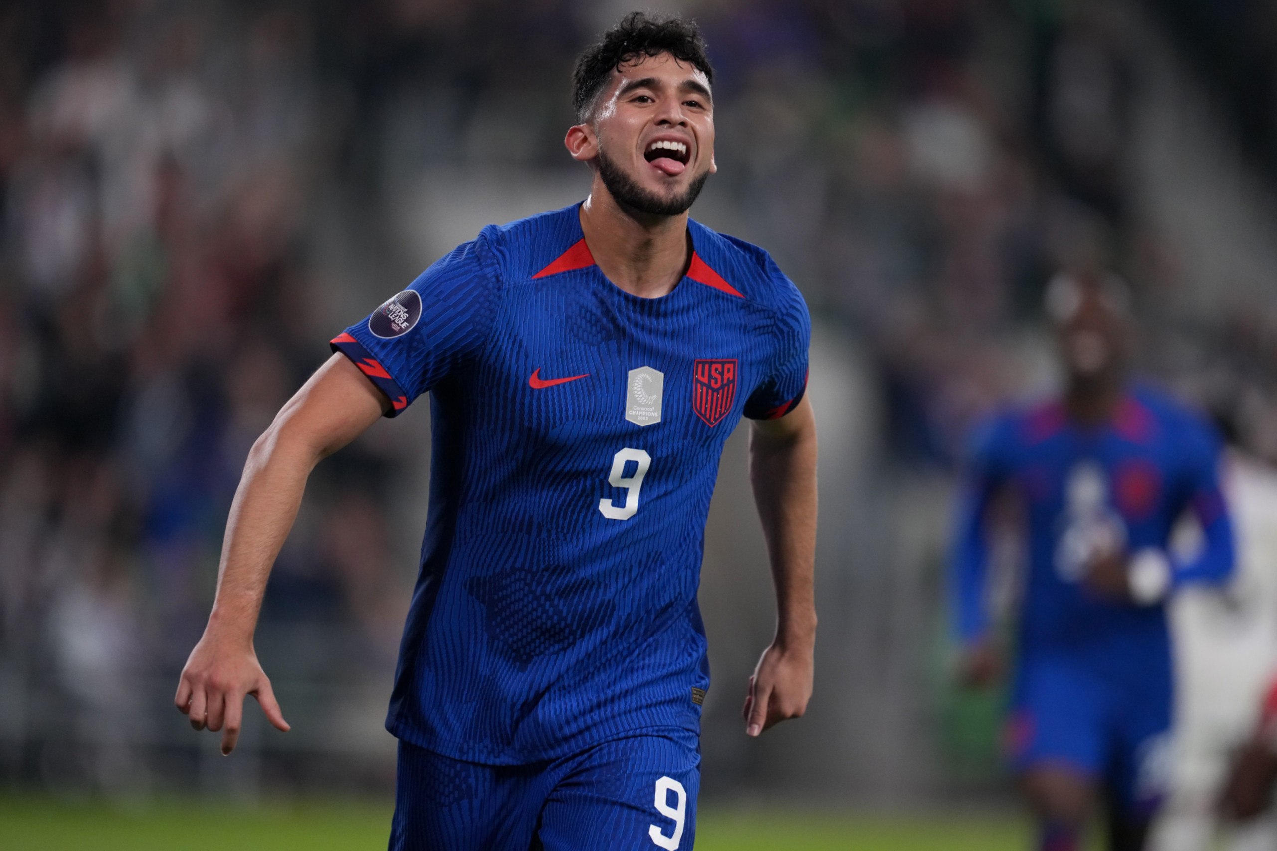 Ricardo Pepi celebrates a goal for the USMNT vs Trinidad and Tobago